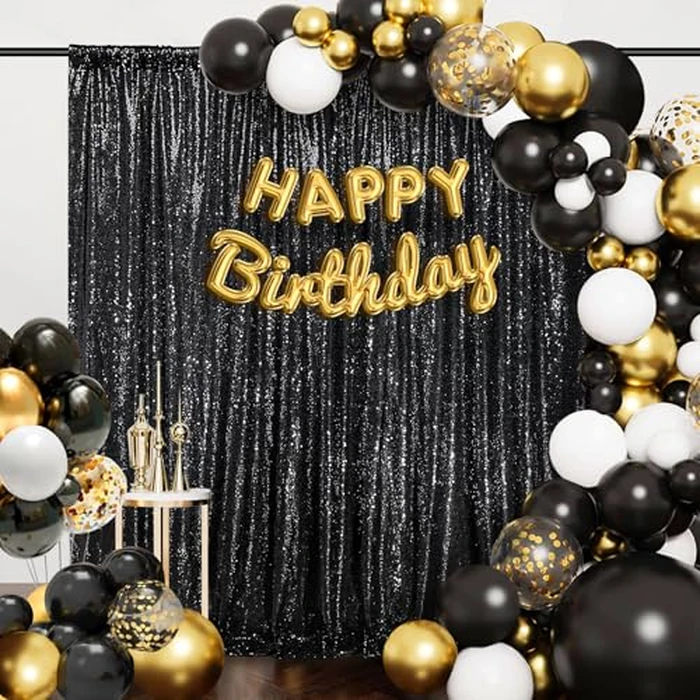 8ftx10ft Black Sequin Backdrop Curtain Wedding Backdrop Drapes Photo Backdrop Glitter Photo Booth Curtain for Brirthday Baby Shower Halloween Party Decoration by B-COOL - Image 5