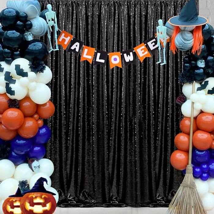 8ftx10ft Black Sequin Backdrop Curtain Wedding Backdrop Drapes Photo Backdrop Glitter Photo Booth Curtain for Brirthday Baby Shower Halloween Party Decoration by B-COOL - Image 7
