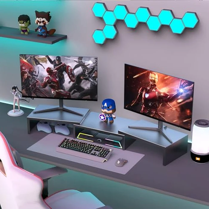 OUTIOE Dual Monitor Stand for Desk, Metal Computer Stand, Desk Shelf Riser,Desktop Organizer for Home and Office Use (Black) by OUTIOE - Image 7