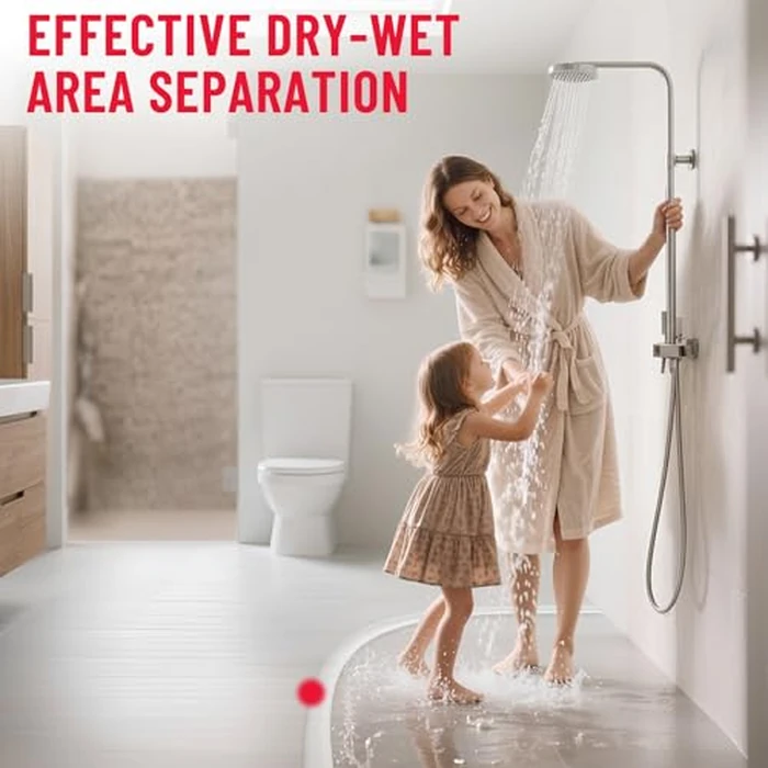 Shower Threshold Water Dam Guard - Self-Adhesive Silicone Waterproof Barrier, Leak-Proof, Flexible, Easy Installation, Customizable Length for Showers, Bathtubs, Sinks, and Countertops by Hzetuu by Hzetuu - Image 2