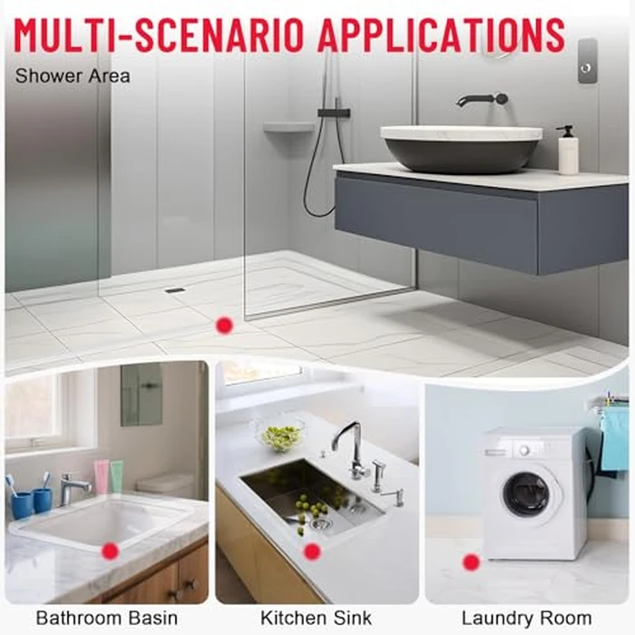 Shower Threshold Water Dam Guard - Self-Adhesive Silicone Waterproof Barrier, Leak-Proof, Flexible, Easy Installation, Customizable Length for Showers, Bathtubs, Sinks, and Countertops by Hzetuu by Hzetuu - Image 6