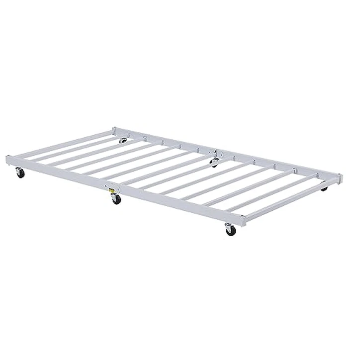 VECELO Twin Trundle Bed, Metal Daybed Frame, Mattress Foundation with Steel Slat Support t& Lockable Casters for Living Room, Guest Room by VECELO - Image 1