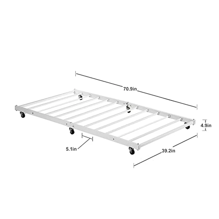 VECELO Twin Trundle Bed, Metal Daybed Frame, Mattress Foundation with Steel Slat Support t& Lockable Casters for Living Room, Guest Room by VECELO - Image 5