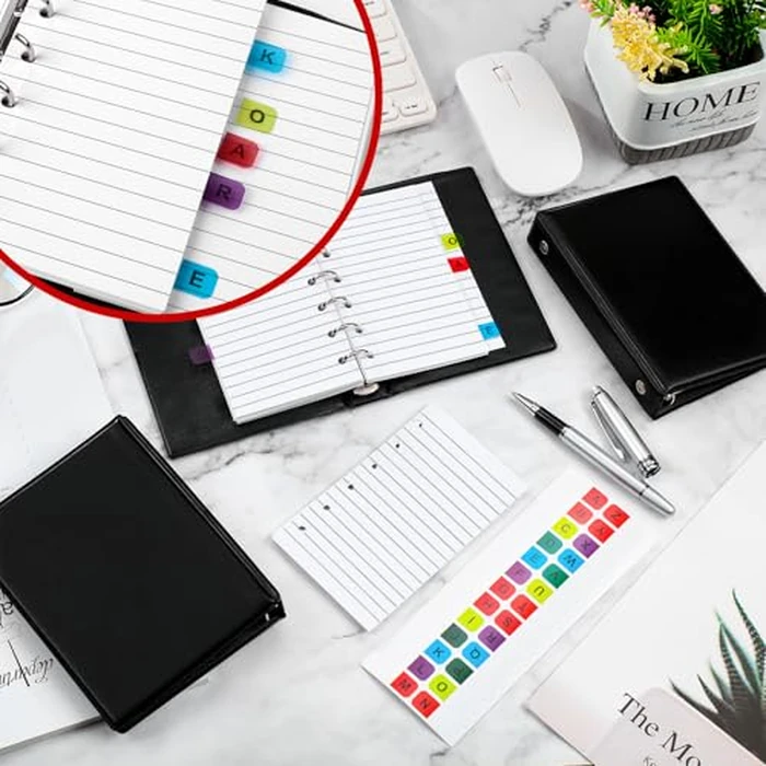 Engrowtic 3 Set Mini 6 Ring Binder 3 x 5 Inch 300 Paper Refill 78 Alphabet Dividers Small Index Tabs 3 Black PU Leather Binder Professional Ring Planner Notebook Kit(Lined) by Engrowtic - Image 3