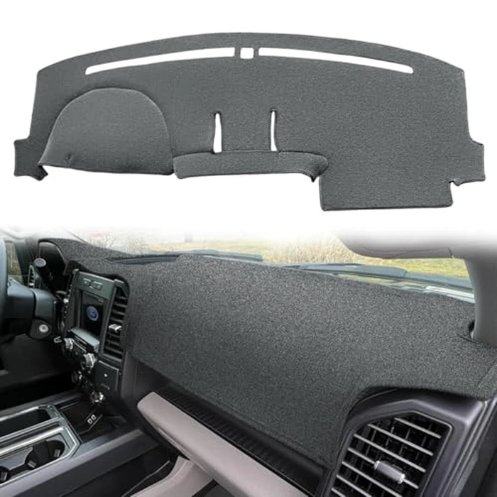 Yiz Dash Cover Mat Custom Fit for Ford F150 F250 F350 F450 Superduty Expedition with Light Sensor,Dashboard Pad Carpet w/o Forward Collision Alert(Dark Gray) J19 by Yiz - Image 2