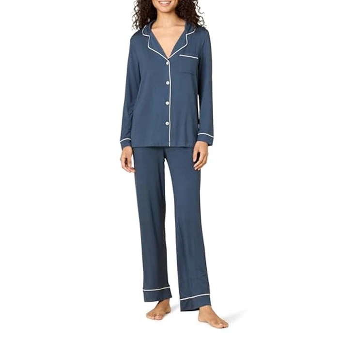 Amazon Essentials x Sofia Grainge Women's Stretch Modal Long-Sleeve and Full-Length Bottom Pajama Set, Dark Navy, X-Large by Amazon Essentials - Used - Very Good condition - US$20.68