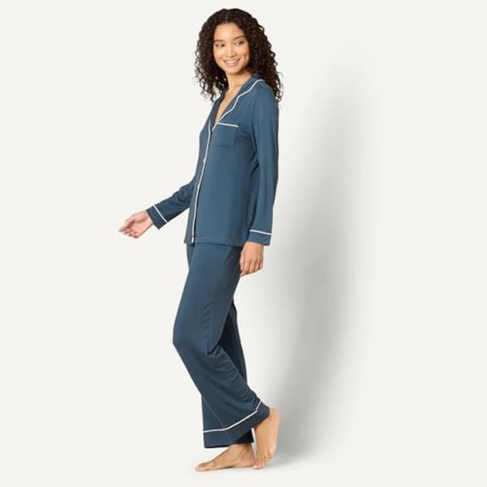 Amazon Essentials x Sofia Grainge Women's Stretch Modal Long-Sleeve and Full-Length Bottom Pajama Set, Dark Navy, X-Large by Amazon Essentials - Image 5
