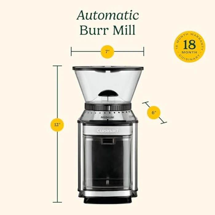 Cuisinart Coffee Grinder, Electric One-Touch Automatic Burr Coffee Grinder with 18-Position Grind Selector, Cup Size Selector for 4 - 18 Cups (DBM-8C) by Cuisinart - Image 4