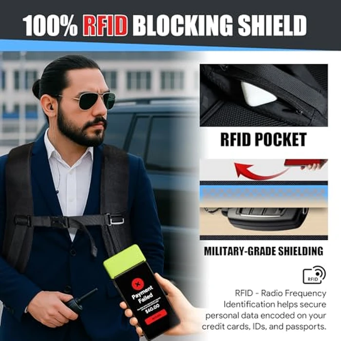 JARWAM Expandable Travel Backpack 50L-60L, Extra Large Carry on Backpack Hiking Camping Rucksack with Waterproof Wet Pocket, Anti-Theft 19 Inch Gaming Laptop Bag for Road Trip Outdoor Sports, Black by JARWAM - Image 2