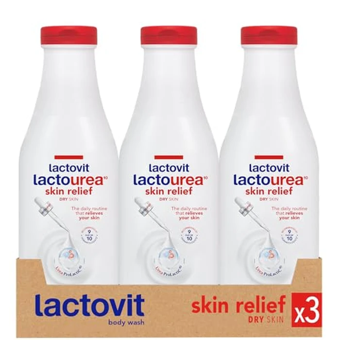 Lactovit| Lactourea Body Wash | Hydrating Shower Gel for Dry Skin | With Urea ProLactiC10 Complex, Lactic Acid & Pure Urea | Soft & Youthful Skin | Dermatologist Recommended |3 x 600 ml by Lactovit - Used - Like New condition