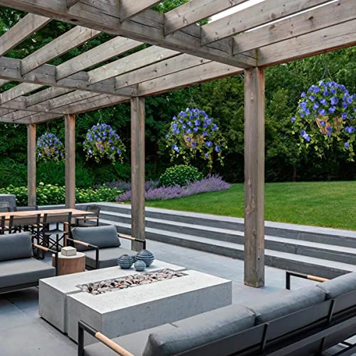 Homsunny Artificial Vine Silk Petunia Flowers, Fake Hanging Plant in Basket, Coconut Lining Pot Porch Decoration for Patio Lawn Garden Spring Summer Decor(Blue) by Homsunny - Image 4