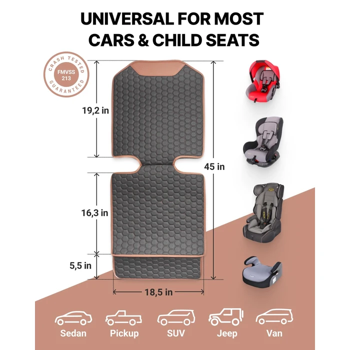 Owleys Premium Leather Car Seat Protector for Child Car Seat Cover from Dirt Scratches - Infant Car Seat Protector for Back Seat/Front Booster Seat Protector Under Baby Car Seat Waterproof 1pc Hexy by Owleys - Image 3