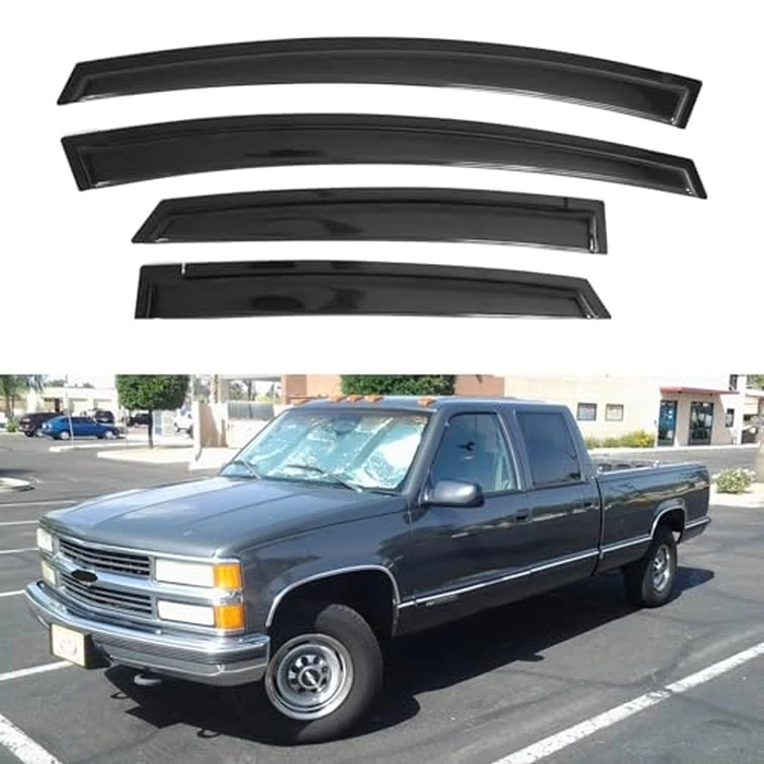IG Window Visors Fit for 1992-2000 Chevrolet/GMC C/K 1500/2500/3500 Crew Cab, Out-Channel Rain Guards Vent Deflector 4PC, 1995-2000 Chevy Tahoe/GMC Yukon, 1999-2000 GMC Yukon Denali/Cadillac Escalade by Immortal Group - Used - Like New condition - CA$25.58