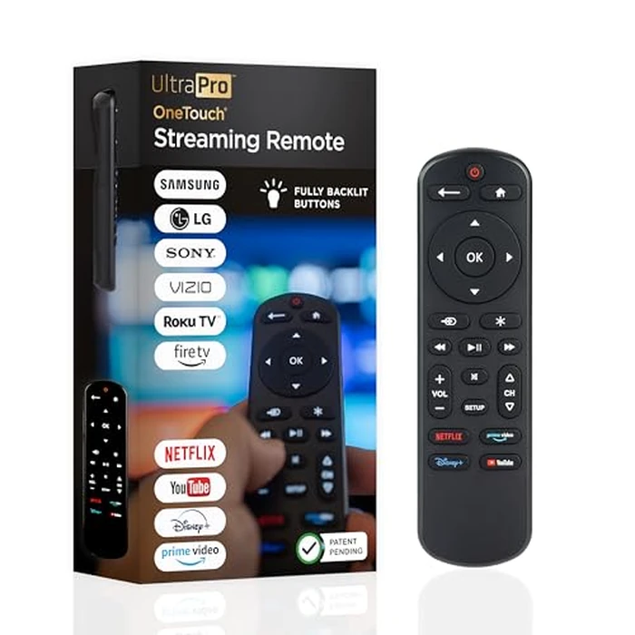 UltraPro OneTouch Universal Remote Control for Samsung TV, LG Universal Remote Control for Smart TV, Roku Remote Replacement, Vizio, Sony, Backlit, Black, 83758 by UltraPro - Used - Good condition - CA$15.78
