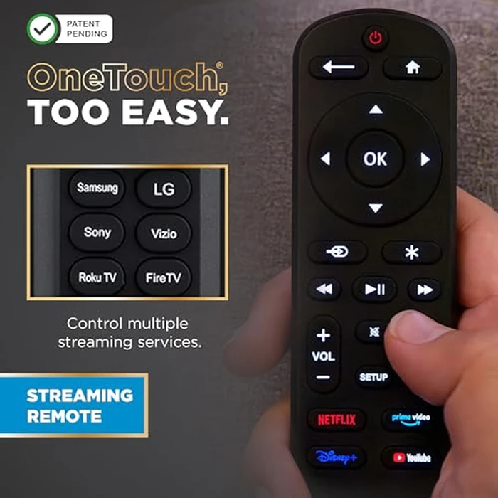 UltraPro OneTouch Universal Remote Control for Samsung TV, LG Universal Remote Control for Smart TV, Roku Remote Replacement, Vizio, Sony, Backlit, Black, 83758 by UltraPro - Image 3