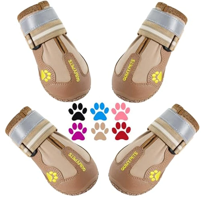 QUMY Dog Shoes for Large Dogs, Medium Dog Boots & Paw Protectors for Winter Snowy Day, Summer Hot Pavement, Water-Resistant in Rainy Weather, Outdoor Walking, Indoor Hardfloors Skid-Resistant Sole by QUMY - Image 1