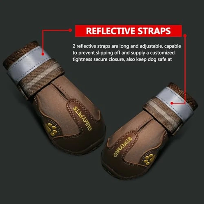 QUMY Dog Shoes for Large Dogs, Medium Dog Boots & Paw Protectors for Winter Snowy Day, Summer Hot Pavement, Water-Resistant in Rainy Weather, Outdoor Walking, Indoor Hardfloors Skid-Resistant Sole by QUMY - Image 6