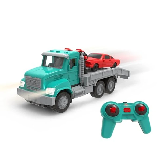 Driven by Battat - R/C Toy Tow Truck with Toy Car - Remote Control Toy Truck for Kids - Lights & Sounds Toy Vehicle - Construction Toy - 3 Years + - RC Tow Truck, 7 inches by Driven by Battat - Used - Like New condition