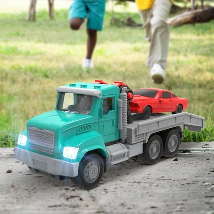 Driven by Battat - R/C Toy Tow Truck with Toy Car - Remote Control Toy Truck for Kids - Lights & Sounds Toy Vehicle - Construction Toy - 3 Years + - RC Tow Truck, 7 inches by Driven by Battat - Image 2
