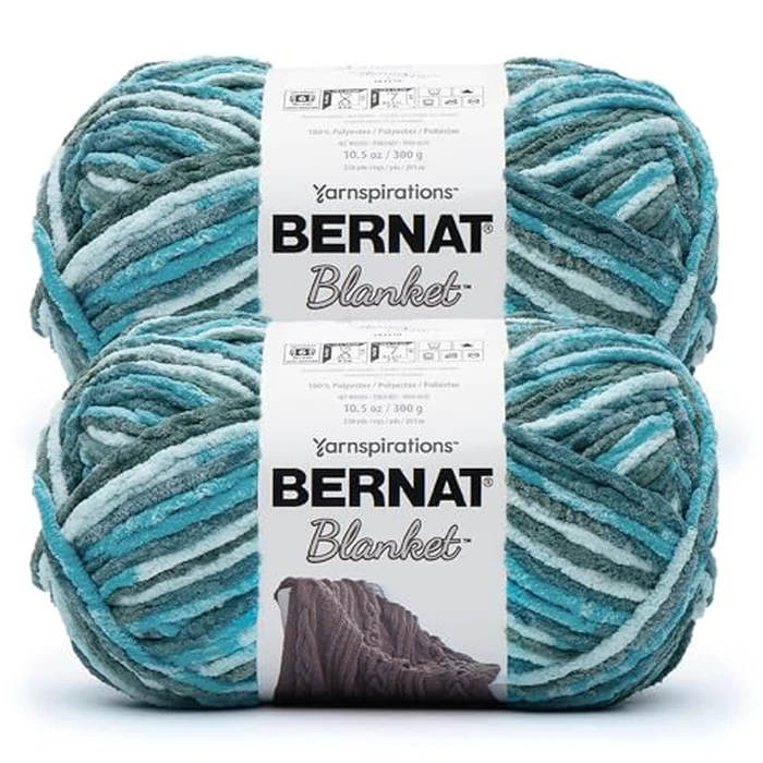 Bernat Blanket BB Stormy Ocean Yarn - 2 Pack of 300g/10.5 oz - 100% Polyester - #6 Super Bulky - 220 Yards - Knitting/Crochet by Bernat - Used - Very Good condition