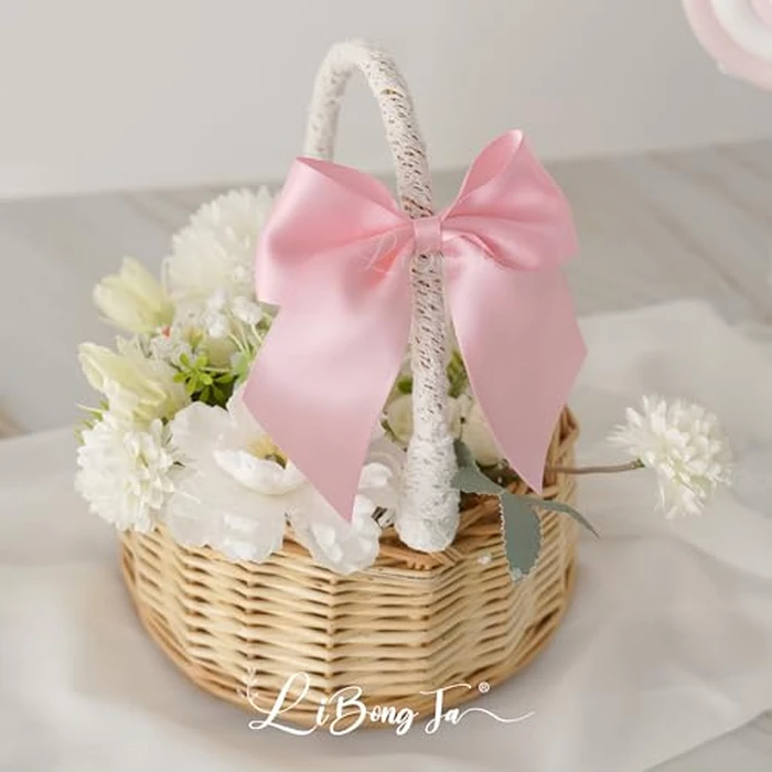 LiBongTa 24 PCS Pink Bows 5" Pre-Tied Twist Tie Bows Baby Pink Satin Ribbon Bow for Gift Wrapping Candy Treat Bags Crafts Baby Shower Birthday Party Favors Wedding Decor by LiBongTa - Image 5