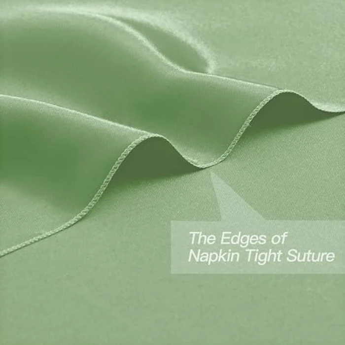 P Pothuiny 50 Pcs Silky Sage Green Satin Napkins 17 x 17 Inches, Square Smooth Wedding Dinner Napkins Bulk Cloth Napkins Table Napkins for Banquet Party Restaurant Decor, Thanksgiving, Christmas by P Pothuiny - Image 3
