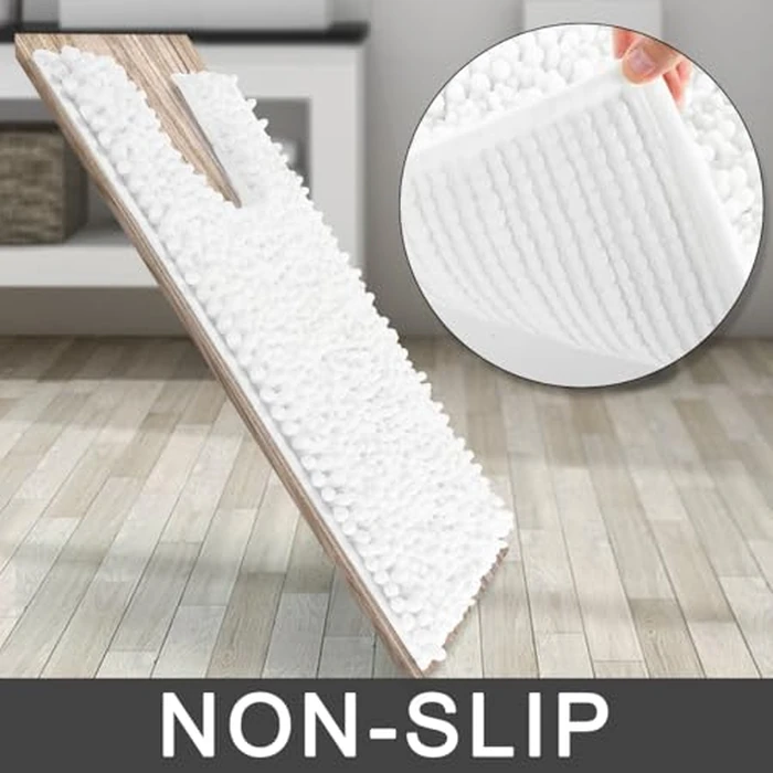 Yimobra Toilet Rugs U Shaped 24x20, Soft Comfortable Absorbent Chenille Toilet Mat for Bathroom Floor, Non-Slip Contour Bathroom Rugs for Toilet, Dry Quickly Machine Washable, White by Yimobra - Image 4