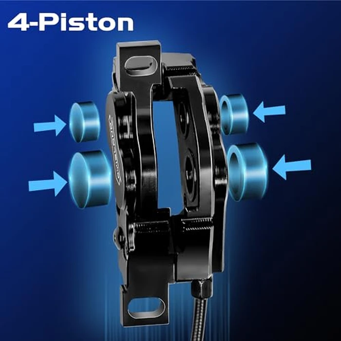 DYISLAND E-Bike Hydraulic Disc Brake Set 4-Pistons/2-Pistons,2-PIN/3-PIN Pre-Bled with Mineral Oil Brakes Kit,Front and Rear Set,180mm 2.3mm Thick Rotors(Black/4-Pistons/3-PIN/F1100mm-R1900mm) by DYISLAND - Image 7