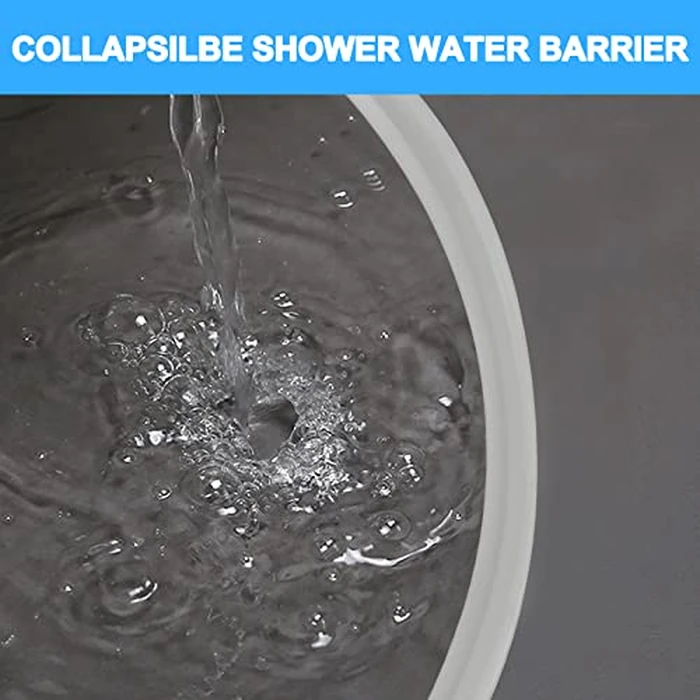 Duzzy 118 Inch Collapsible Shower Threshold Water Dam, Silicone Shower Water Stopper Barrier, Ideal for Wheelchair Accessible, Suitable for Accessibility ADA Handicap Showers Bathroom(9.84 F, White) by Duzzy - Image 3