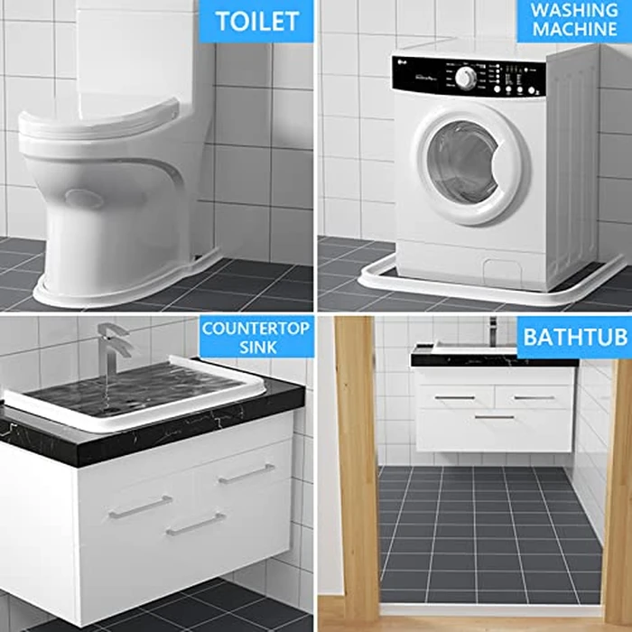 Duzzy 118 Inch Collapsible Shower Threshold Water Dam, Silicone Shower Water Stopper Barrier, Ideal for Wheelchair Accessible, Suitable for Accessibility ADA Handicap Showers Bathroom(9.84 F, White) by Duzzy - Image 6