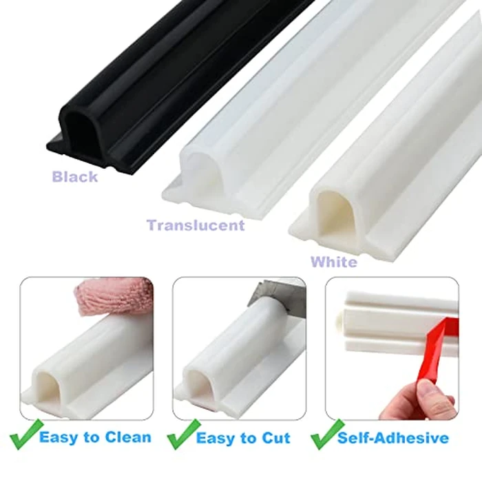 Duzzy 118 Inch Collapsible Shower Threshold Water Dam, Silicone Shower Water Stopper Barrier, Ideal for Wheelchair Accessible, Suitable for Accessibility ADA Handicap Showers Bathroom(9.84 F, White) by Duzzy - Image 7