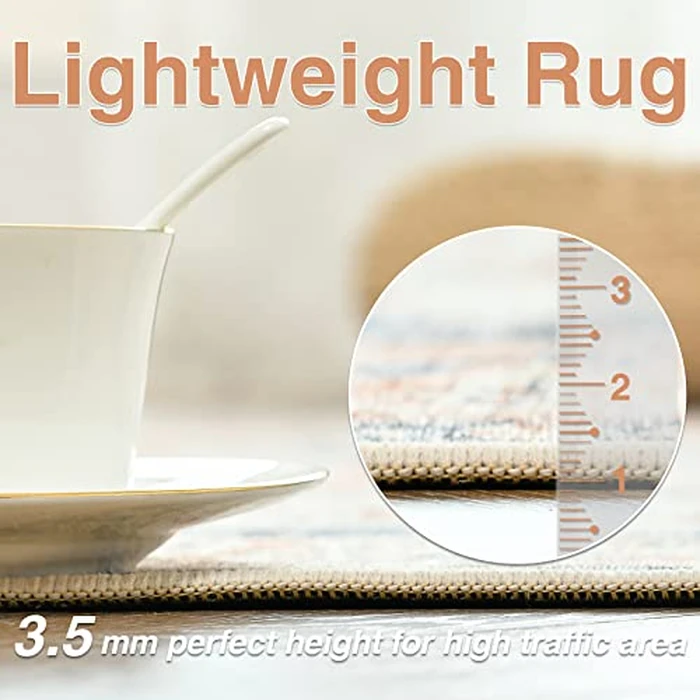 jinchan Kelda Round Rug 4ft Washable Area Rug Indoor Vintage Floor Cover Distressed Circle Mat 4' Round Lightweight Non Slip Low Pile Thin Carpet for Entryway Kitchen Living Room Bedroom Brick Red by jinchan - Image 4