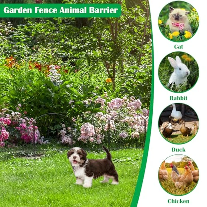 10 Pack Animal Barrier Fence, No Dig Animal Decorative Arched Garden Fence, Rustproof Metal Wire Panel Border, Garden Fence Border for Yard Landscape Patio Outdoor, 10.3 ft (L) x 15.9 in (H), Black by OYEAL - Image 5