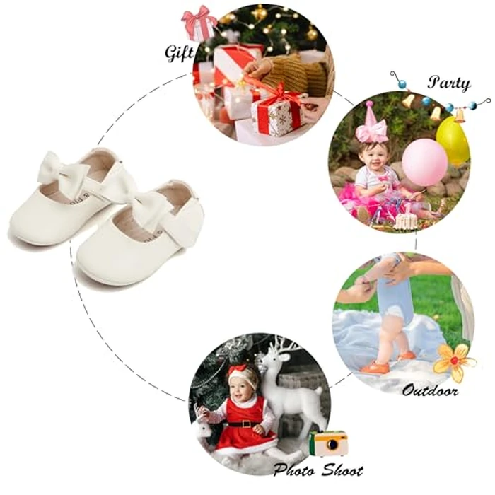 Felix & Flora Soft Sole Ivory White Baby Dress Shoes - Infant Baby Walking Shoes Moccasins Rubber Sole Crib Shoes(Ivory White,2.5-3 Years Toddler) by Felix & Flora - Image 5
