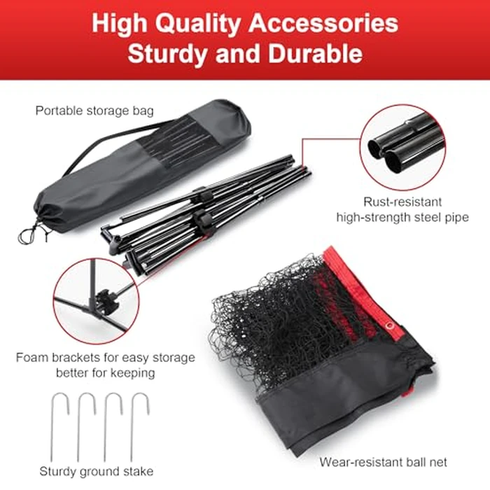 NEWBULIG Portable Badminton Net Set, 10FT/14FT/17FT Wide, Adjustable Height Multi Sport Net for Pickleball, Tennis, Volleyball, Soccer Tennis, Indoor Outdoor with Carry Bag, Easy Setup for Backyard by NEWBULIG - Image 6