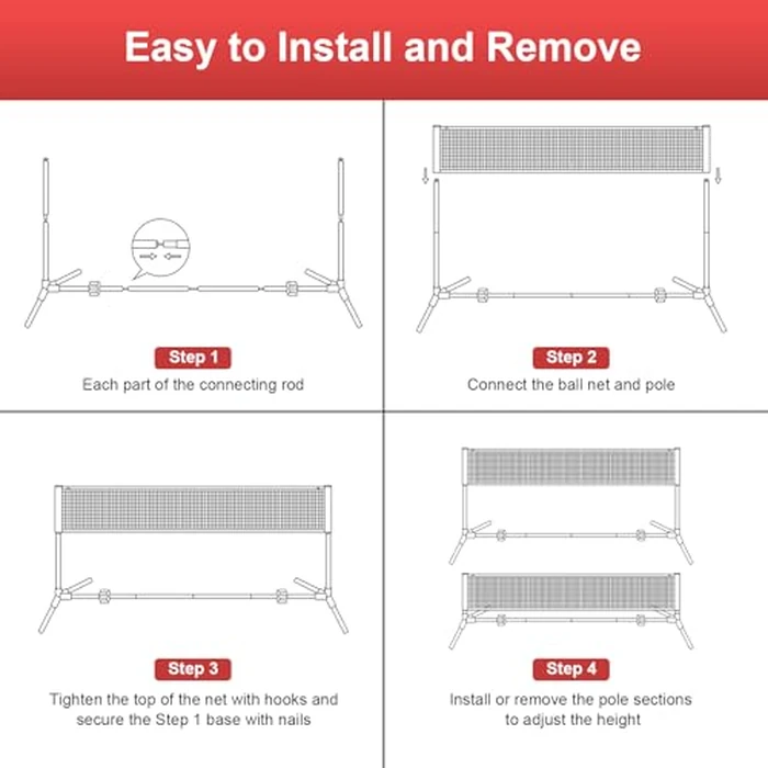 NEWBULIG Portable Badminton Net Set, 10FT/14FT/17FT Wide, Adjustable Height Multi Sport Net for Pickleball, Tennis, Volleyball, Soccer Tennis, Indoor Outdoor with Carry Bag, Easy Setup for Backyard by NEWBULIG - Image 9