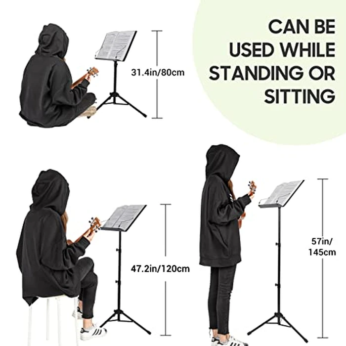 CAHAYA Portable sheet music stand: 3 in 1 Dual-use Sheet Music Stand & Desktop Book Stand Adjustable 31.4-55.9 in with Book Stand Support, Carrying Bag by CAHAYA - Image 6