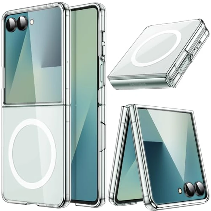 JETech Magnetic Case for Samsung Galaxy Z Flip 7 2025 Compatible with MagSafe, Non-Yellowing Transparent Hard PC Protective Phone Cover, Anti-Scratch (Clear) by JETech - Used - Acceptable condition