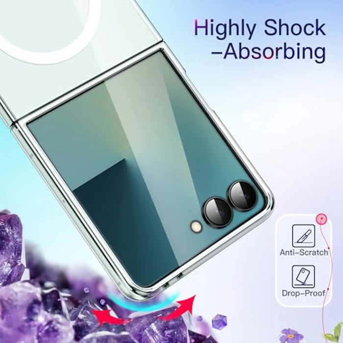 JETech Magnetic Case for Samsung Galaxy Z Flip 7 2025 Compatible with MagSafe, Non-Yellowing Transparent Hard PC Protective Phone Cover, Anti-Scratch (Clear) by JETech - Image 6