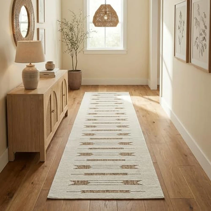 Rug Branch Axis 2' x 8' (2'3"x8') Beige/Brown Geometric Indoor Runner Rug, Contemporary, Low Pile, Stain-Resistant Hallway Carpet - Entryway, Mudroom, Bedroom, and Kitchen by Rug Branch - Image 1