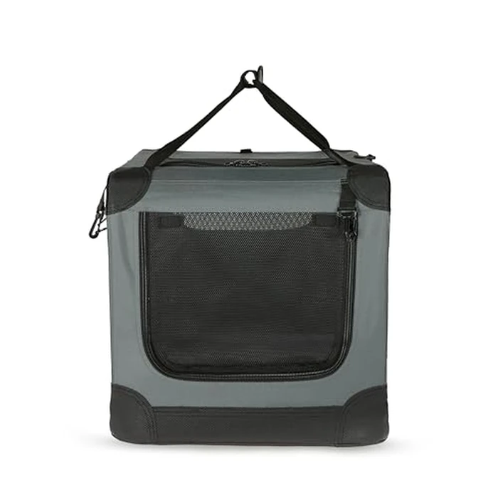 Amazon Basics 4-Door Portable Folding Soft Dog Crate, Collapsible Travel Kennel for Cat, Dog, and Other Small Animals, Pop Up with Easy Transportation, Grey, M 30" x 21" x 21" by Amazon Basics - Image 5