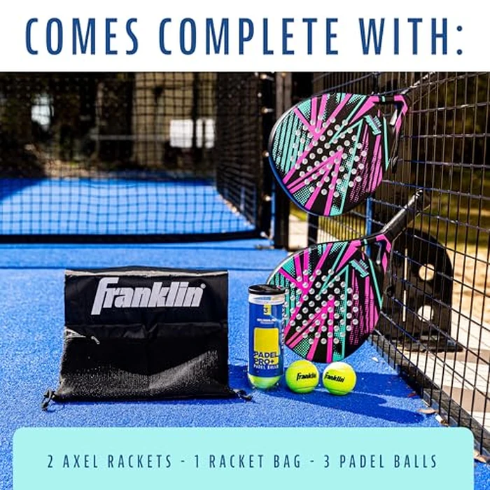 Franklin Sports - Axel Padel Racket Package - Fiberglass Padel Rackets with Foam Core - 365g Premium Performance by Franklin Sports - Image 2