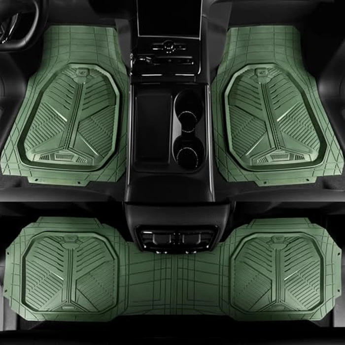 CAR PASS Heavy Duty Rubber Car Mats, Deepdish All Weather Floor Mats for Car Full Set, Universal Automotive Mats Trim to Fit for Sedans SUVs Trucks, Waterproof Anti-Slip Deep Tray 3 Pieces Olive Green by CAR PASS - Image 7