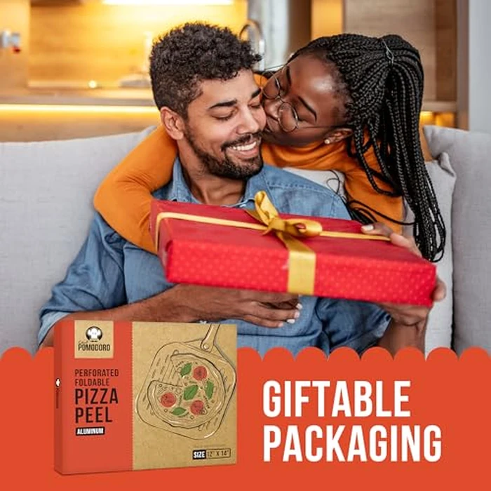 Chef Pomodoro Perforated Aluminum Metal Pizza Peel with Foldable Wood Handle for Easy Storage, Pizza Spatula, Premium Pizza Paddle with Holes for Baking Homemade Pizza and Artisan Breads (12x14 inch) by Chef Pomodoro - Image 7