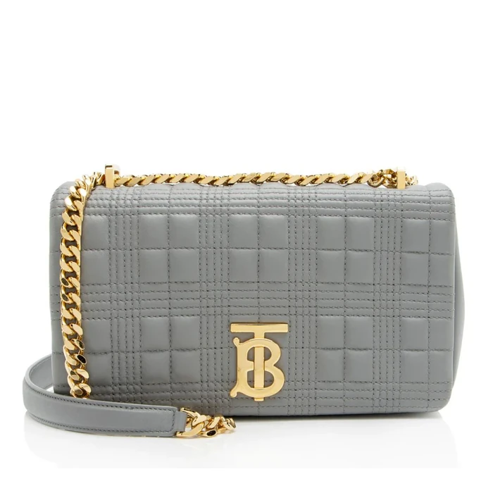 Burberry Quilted Lambskin TB Lola Chain Small Crossbody - Lambskin - Grey by Burberry - Refurbished - Excellent condition - US$925.99