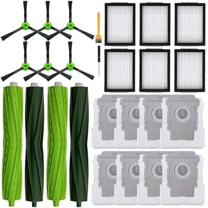 Replacement Parts for iRobot Roomba E5 E6 E7 i2 i3 i3+i4 i4+ i5 i5+ i6 i6+ i7 i7+ i8 i8+/Plus i1 E i j Series Robot Vacuum,2 sets of multi-surface roller brushes 6 Vacuum bags 6 filters 6 side brushes by MalhSlix - Image 1