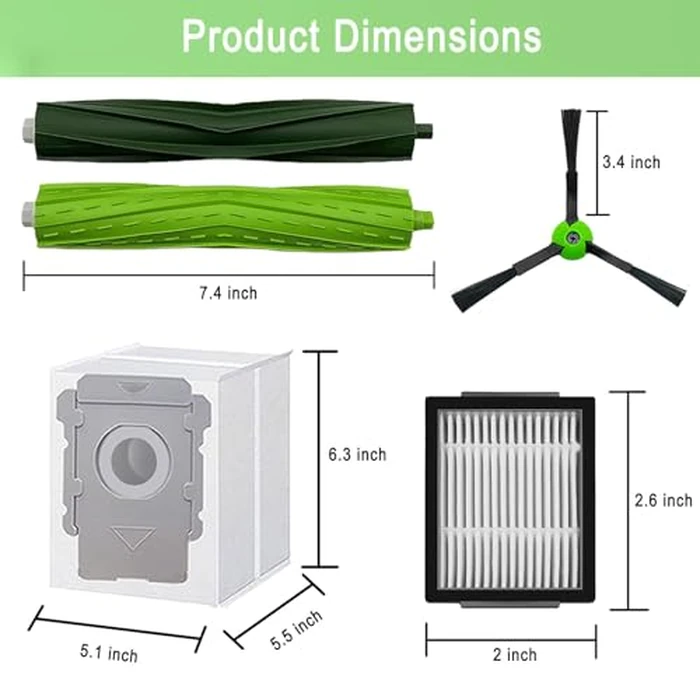 Replacement Parts for iRobot Roomba E5 E6 E7 i2 i3 i3+i4 i4+ i5 i5+ i6 i6+ i7 i7+ i8 i8+/Plus i1 E i j Series Robot Vacuum,2 sets of multi-surface roller brushes 6 Vacuum bags 6 filters 6 side brushes by MalhSlix - Image 5