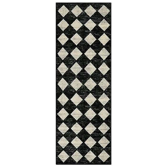 Lahome Zelie Washable Kitchen Runner Rug, 2x7 Black and White Hallway Bathroom Runner Rugs, Moroccan Trellis Soft Non Slip Stain Resistance Carpet Runners for Entryway Bedside by Lahome - Image 6