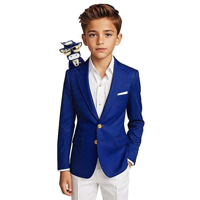 Black n Bianco Boys' Golden Age Blazer Jacket with Brass Buttons Presented by The Black Ring Pirates (14, Navy Sea) by Black n Bianco - Image 1