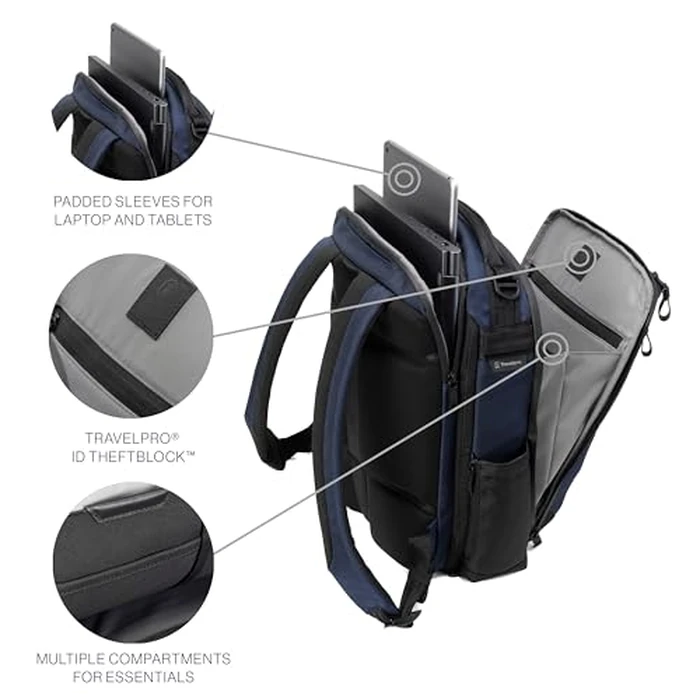 Travelpro Altitude Slim Expandable Travel Laptop Backpack, Water Resistant, Work, Business, Men and Women, Aviator Navy, 20-24L by Travelpro - Image 3